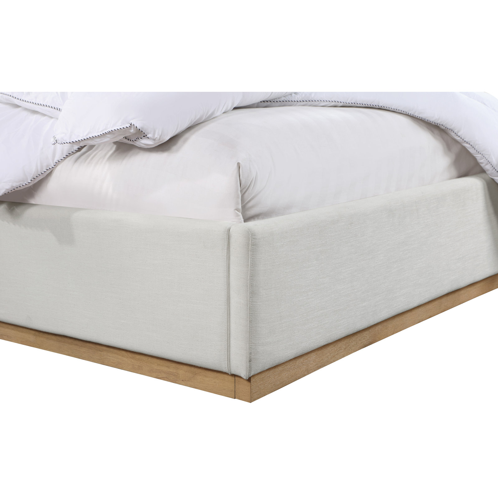 Citori Upholstered Panel Bed, King, Cream Linen Textured Fabric