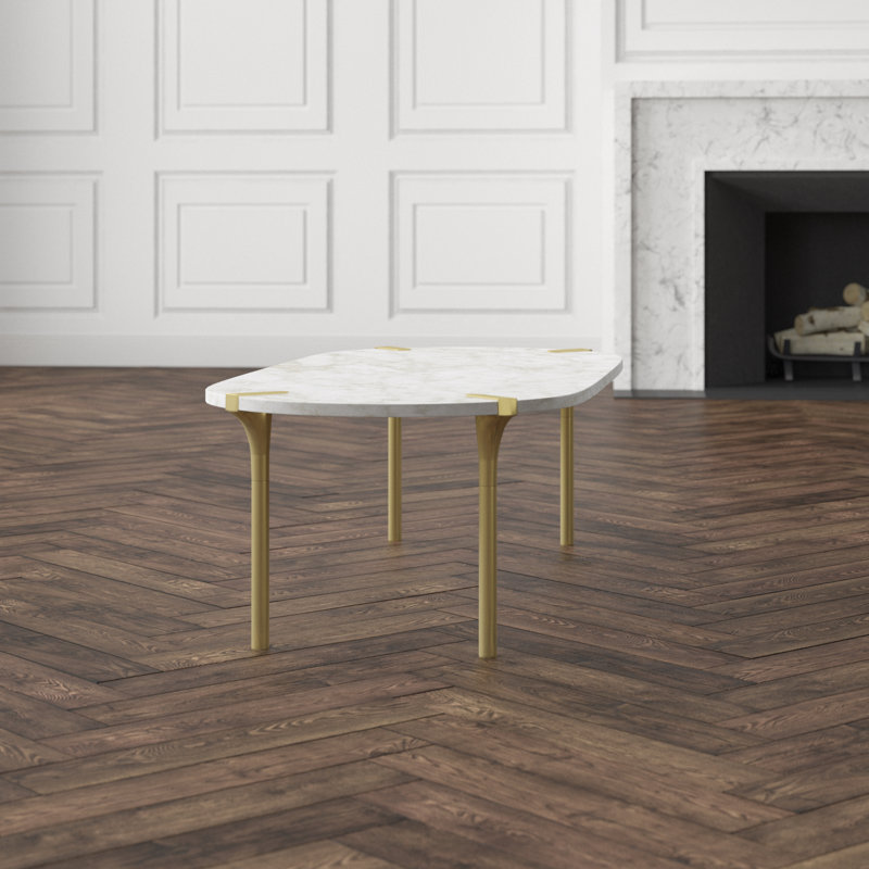Sereno Marble Coffee Table, Polished Gold