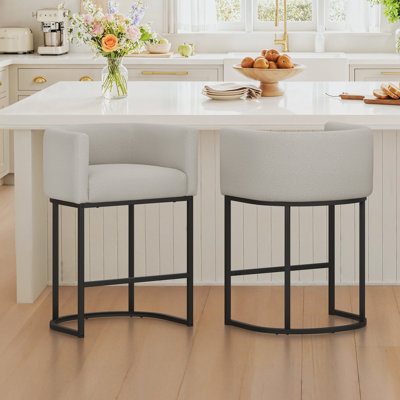 Modern Upholstered Counter Stool with Metal Frame