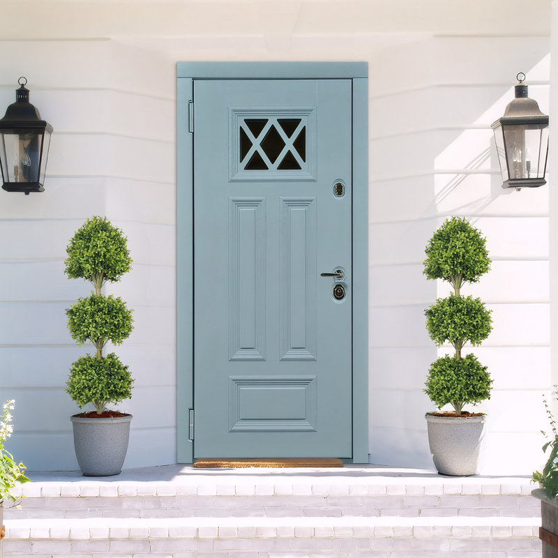 4,6 pi Décoration de porte d'entrée en forme de plante topiaire artificielle à trois boules pour l'extérieur