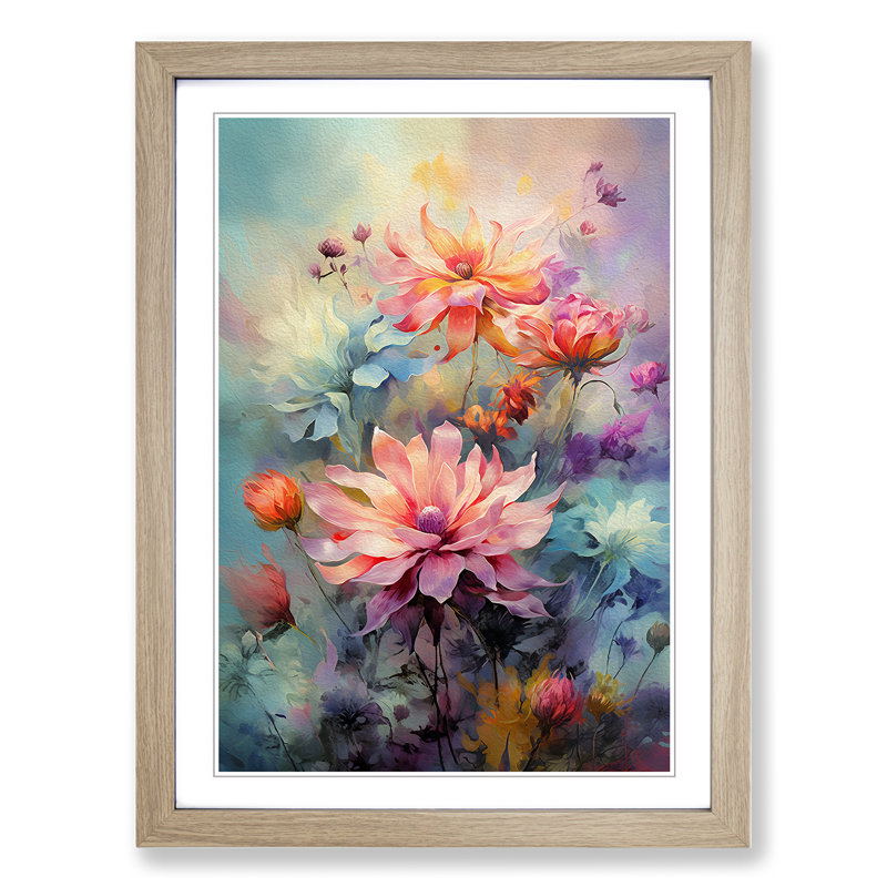 Wildflowers Digital Art - Framed Print, Oak Framed, 34cm H x 25cm W