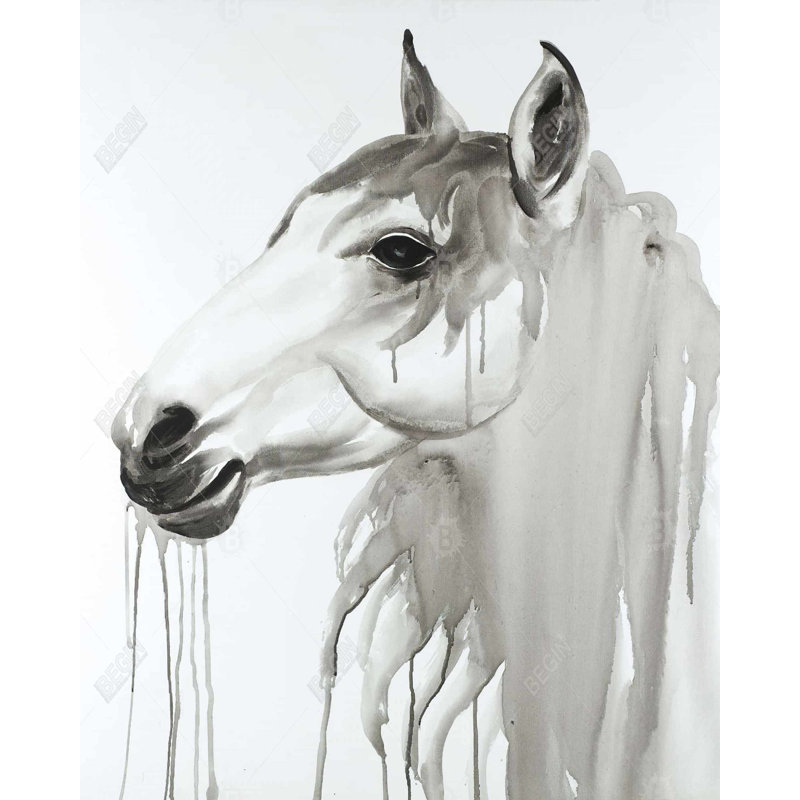 Magnifique cheval blanc, reproduction sur toile