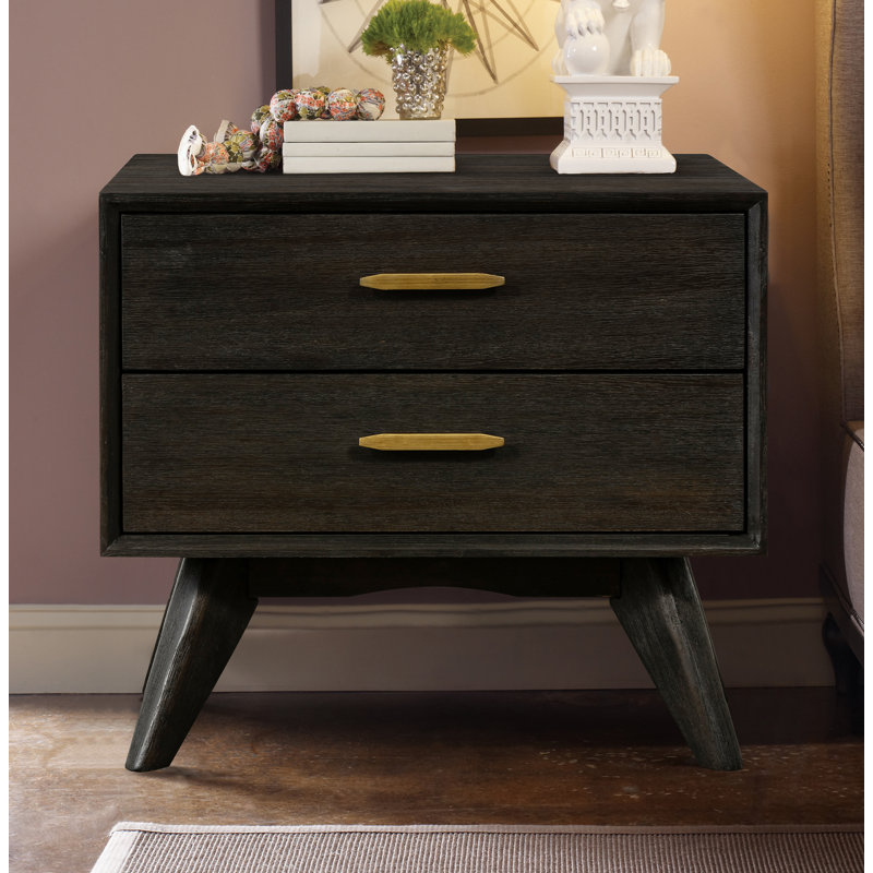 Byer 24'' W Nightstand, Espresso, Antique Brass