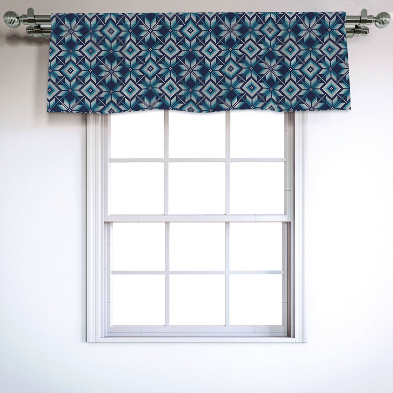 Sateen Geometric Ruffled Window Valance