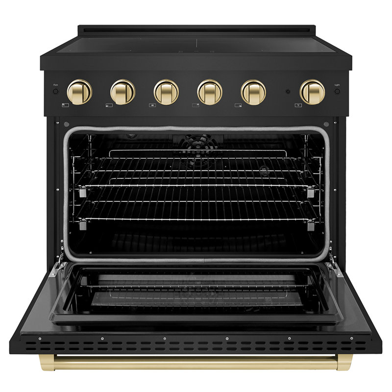 ZLINE Autograph 36 in. Black Stainless Paramount Induction Range with Polished Gold Accents, Polished Gold