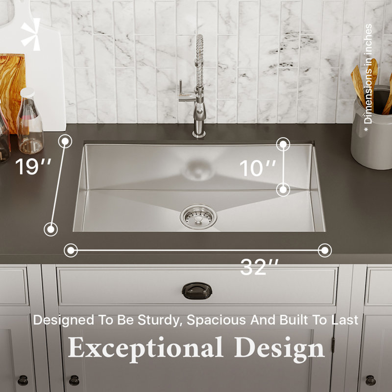 32.5'' L Single Bowl Stainless Steel Kitchen Sink