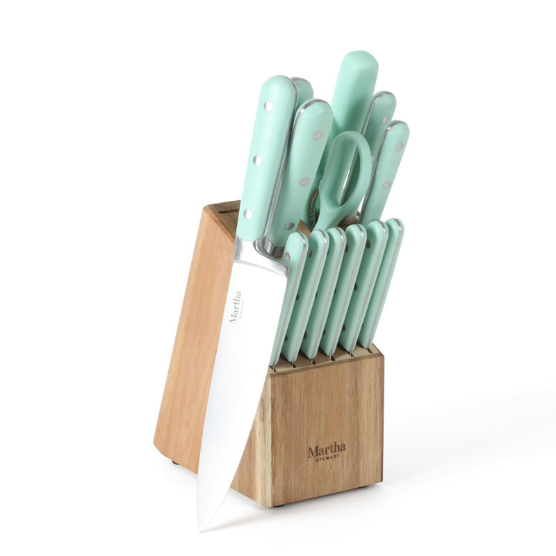 Ensemble de 14 blocs à couteaux 14 pièces, Bleu sarcelle, Acier inoxydable (18/10)