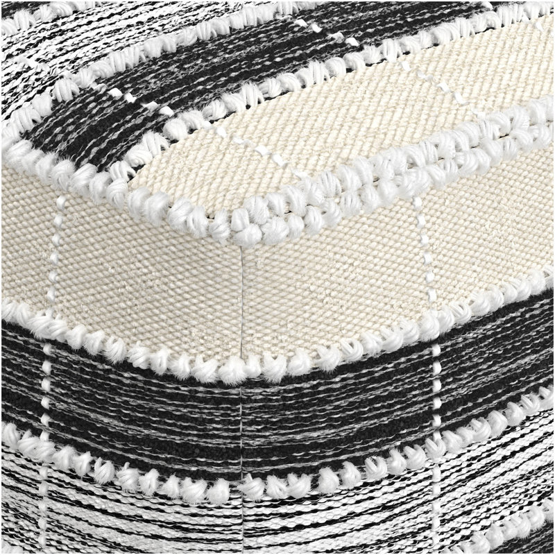 Pouf carré orge - blanc / beige / noir