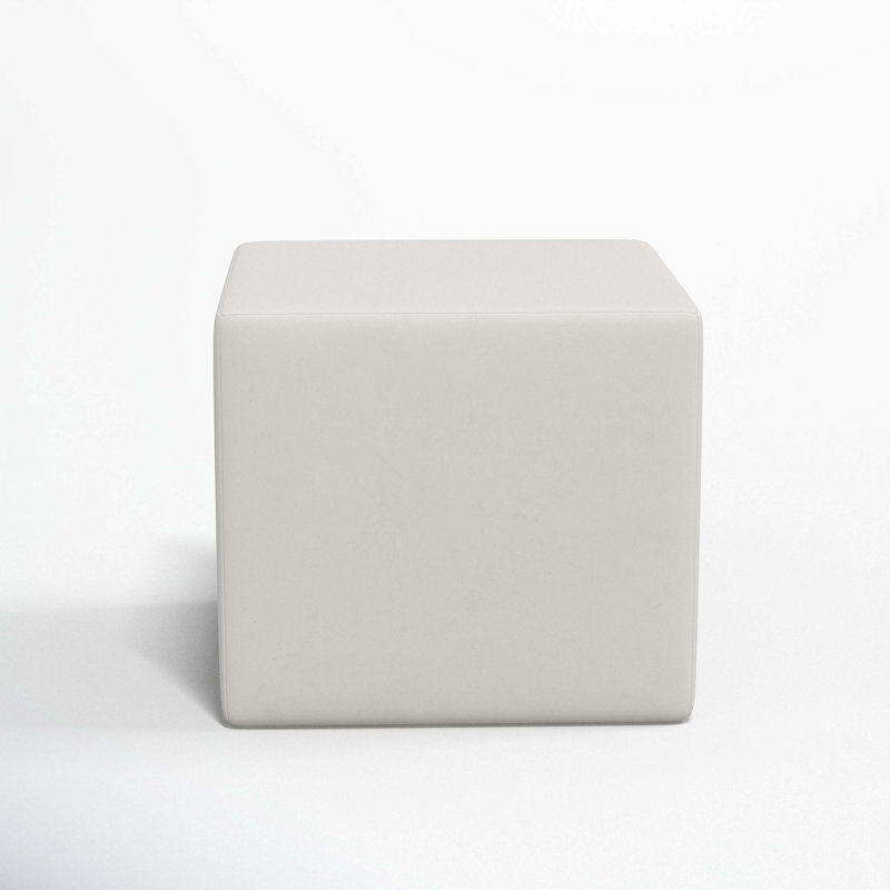 Bence Upholstered Ottoman, Bella Light Gray Performance Velvet