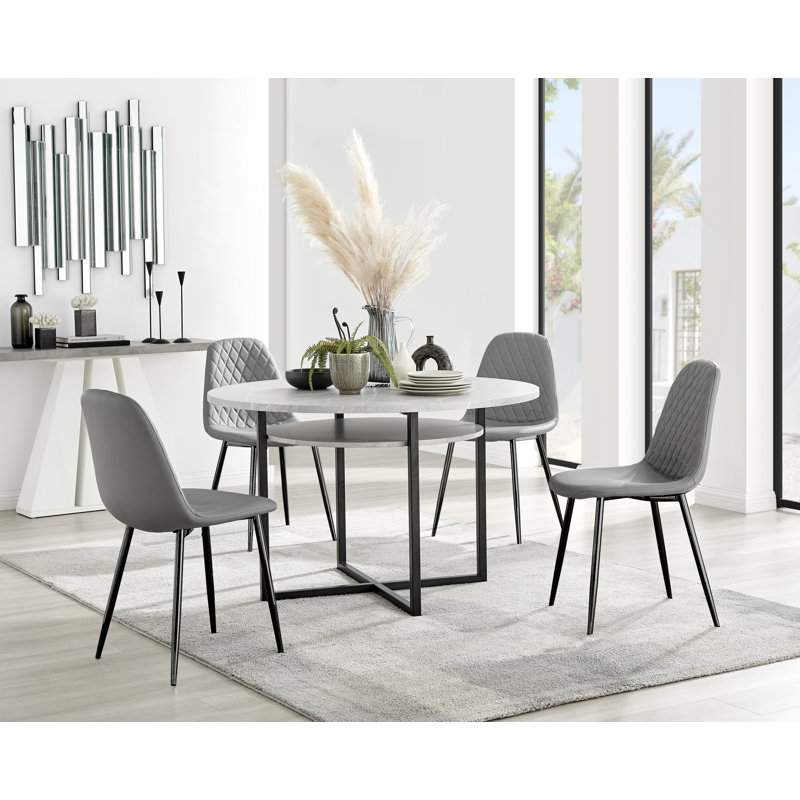 Adler 4 - Person Dining Set, Grey/Black