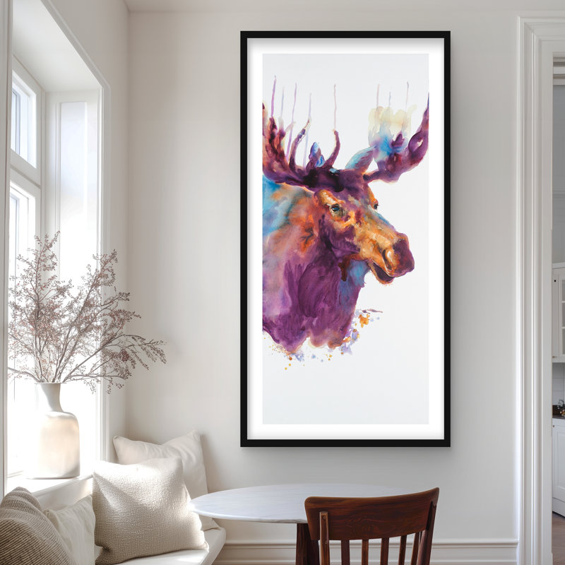 Abstract Moose - Rustic Animals Framed Matted Print Decor