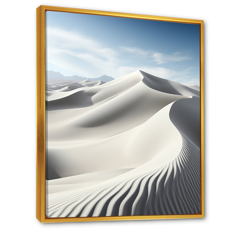 «Desert Dreams Minimalisme Embrace IV», art mural sur toile, Cadre flottant doré, H 32 po x l 24 po x P 1 po
