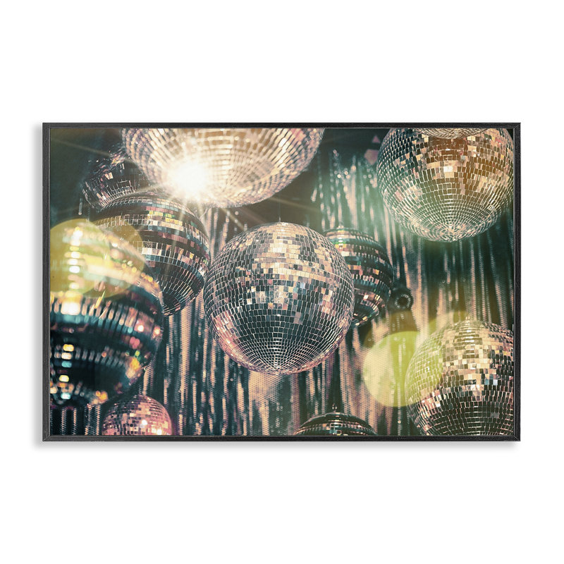  Billes disco avec bokeh, estampe numérique encadrée par Graffi * Tee Studios, H 16 po x l 24 po, Giclée encadrée noir minuit