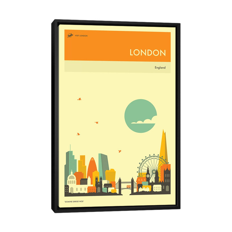 « london horizon ii », reproduction d’impression sur toile, H 26 po x l 18 po x P 1,5 po, Toile avec cadre noir, Pas de tapis