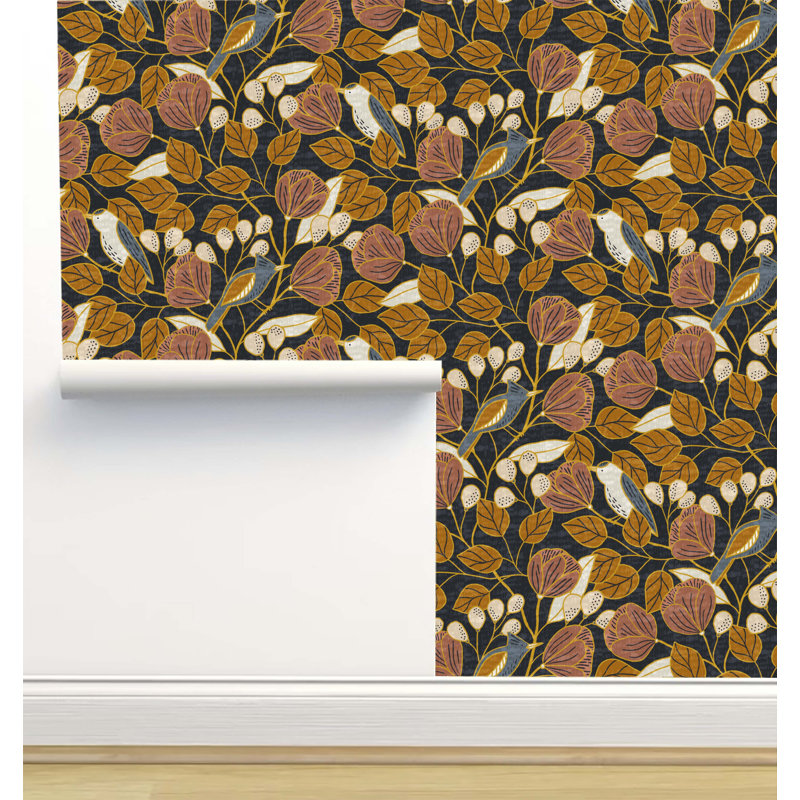Amy MacCready Designs Floral Wallpaper, Gold/Maroon