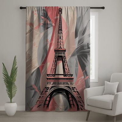 Eiffel Tower Window Curtains, Architecture Sheer & Blockout Curtains - 1 Panel