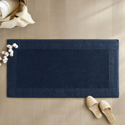 Tapis pour salle de bain réversible 17 x 24 po 100% coton 3000 g / m² bleu marine