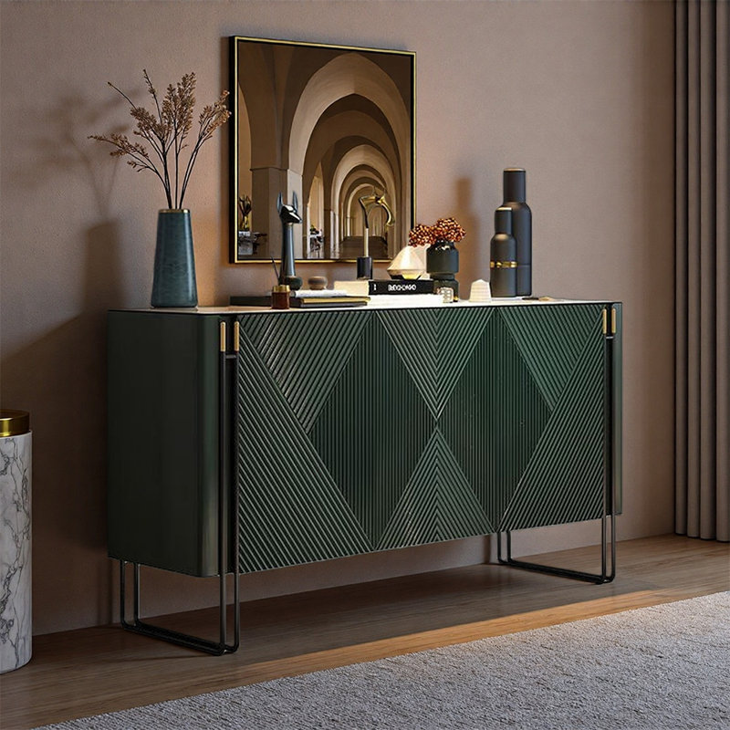 Italian style light luxury storage shoe cabinet, Green, 33.46" H x 47.24" W x 15.75" D