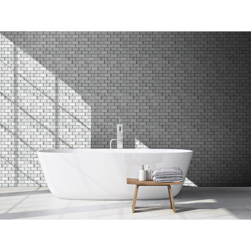 Bristol 12" x 12" Natural Stone/Glass Brick Joint Mosaic Tile, Snow White