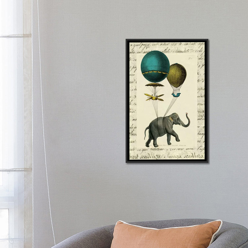 "éléphante i" , impression sur toile tendue, H 26 po x l 18 po x P 1,5 po, Toile encadrée noire, Pas de tapis