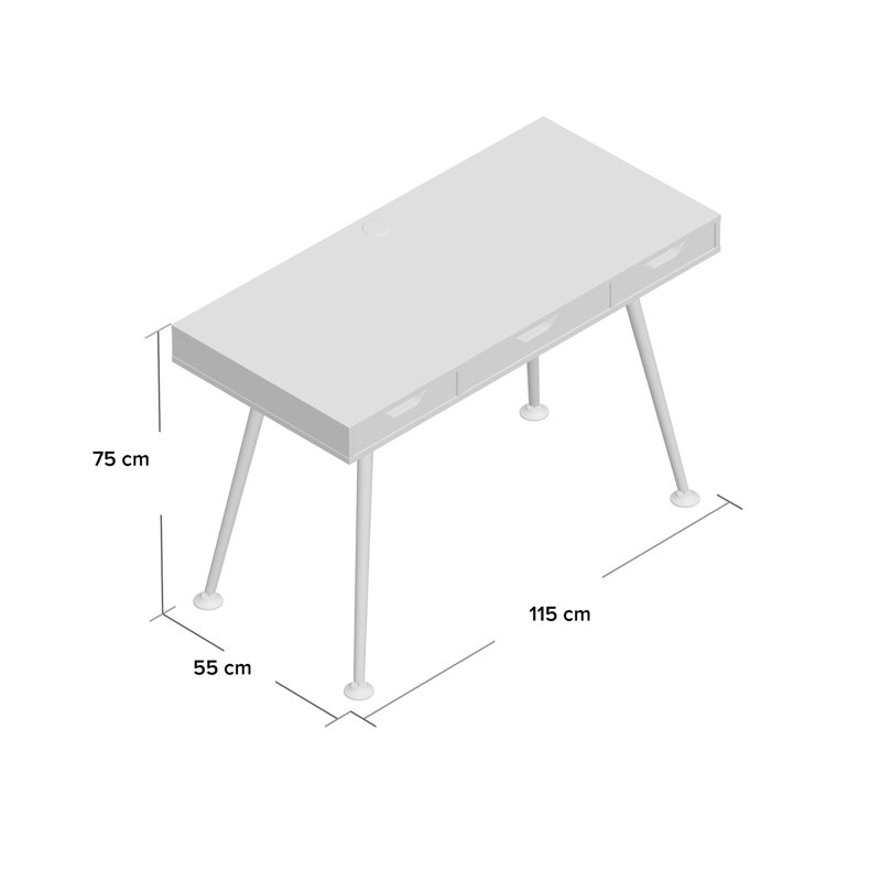 Evergreen Metal Base Writing Desk, Oak
