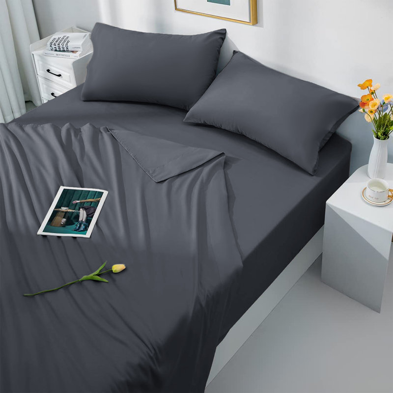 Drap-housse en microfibre extra profonde et ultra douce, gris, Drap-housse pour lit double