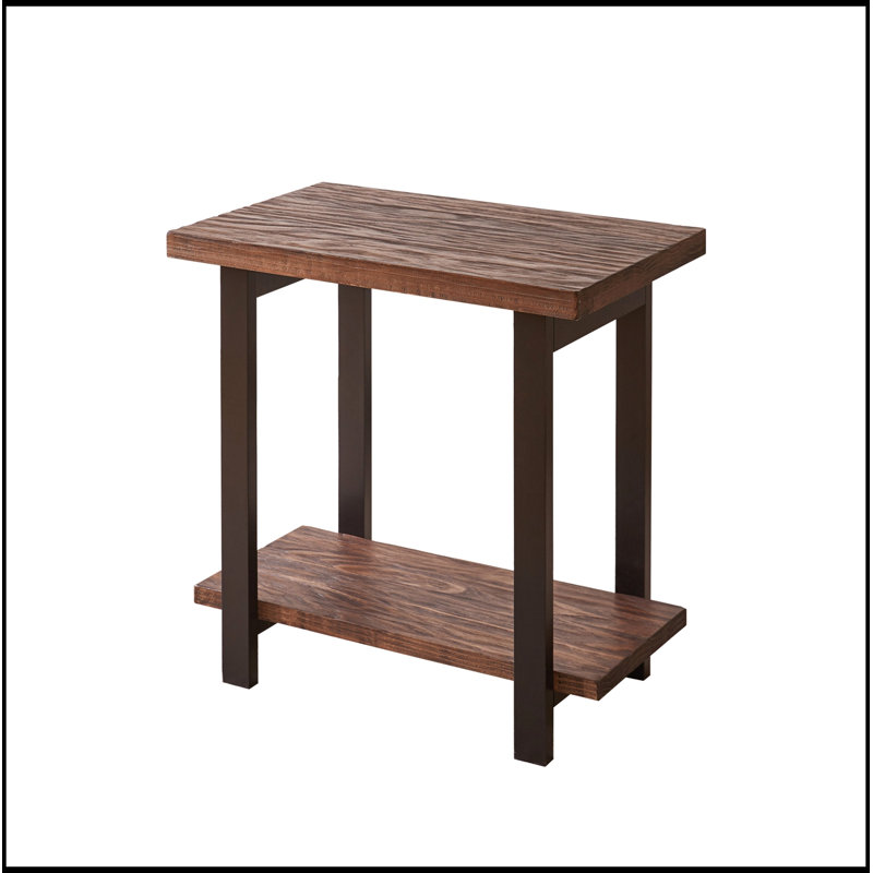 Wood Side Table with open shelf