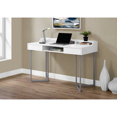 Bureau d'ordinateur, bureau personnel, ordinateur portable, tiroirs de rangement, travail, métal, contemporain, moderne