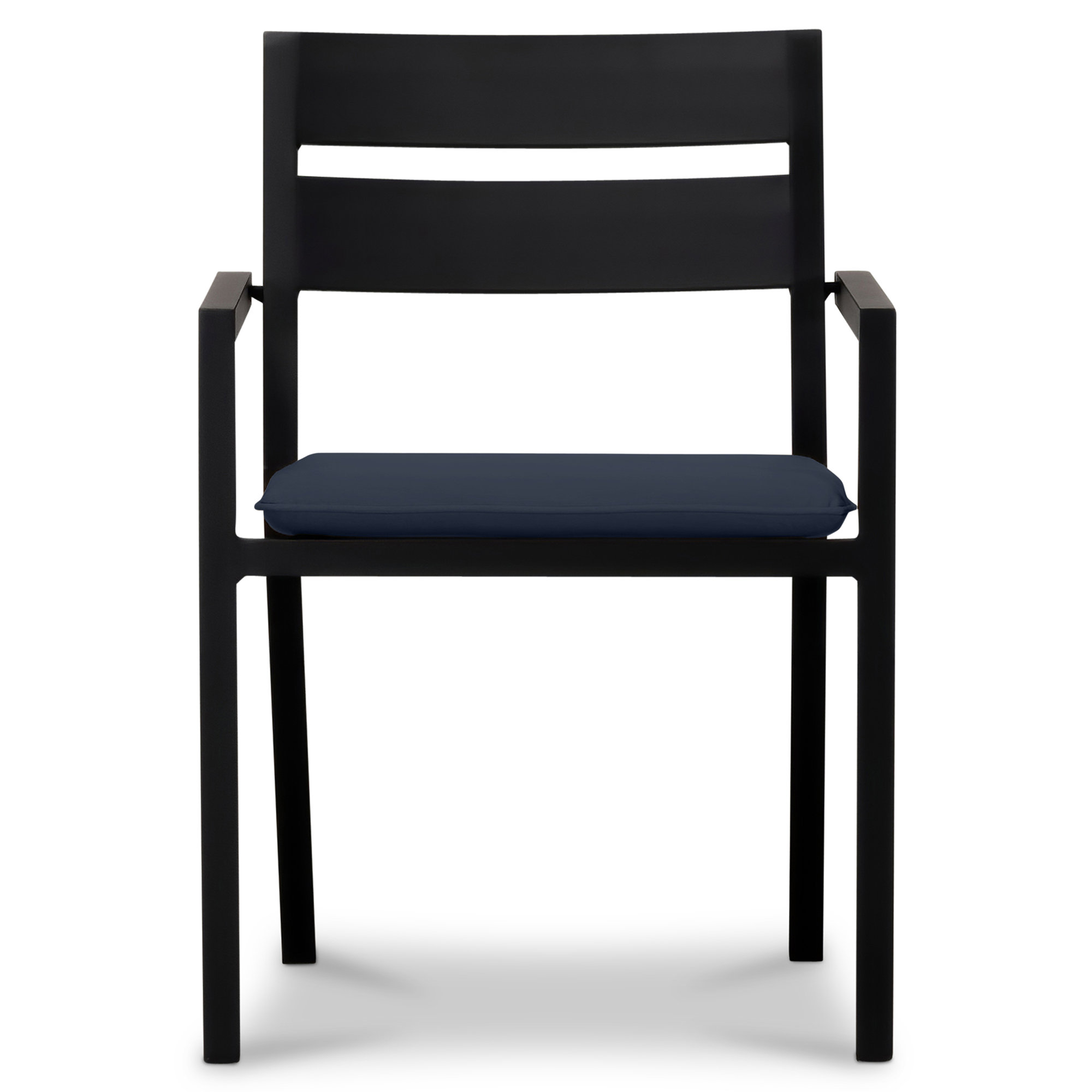 Morje 86.5'' Rectangular 8 - Person Outdoor Dining Set with Sunbrella Cushions, Black, Spectrum Indigo Sunbrella®