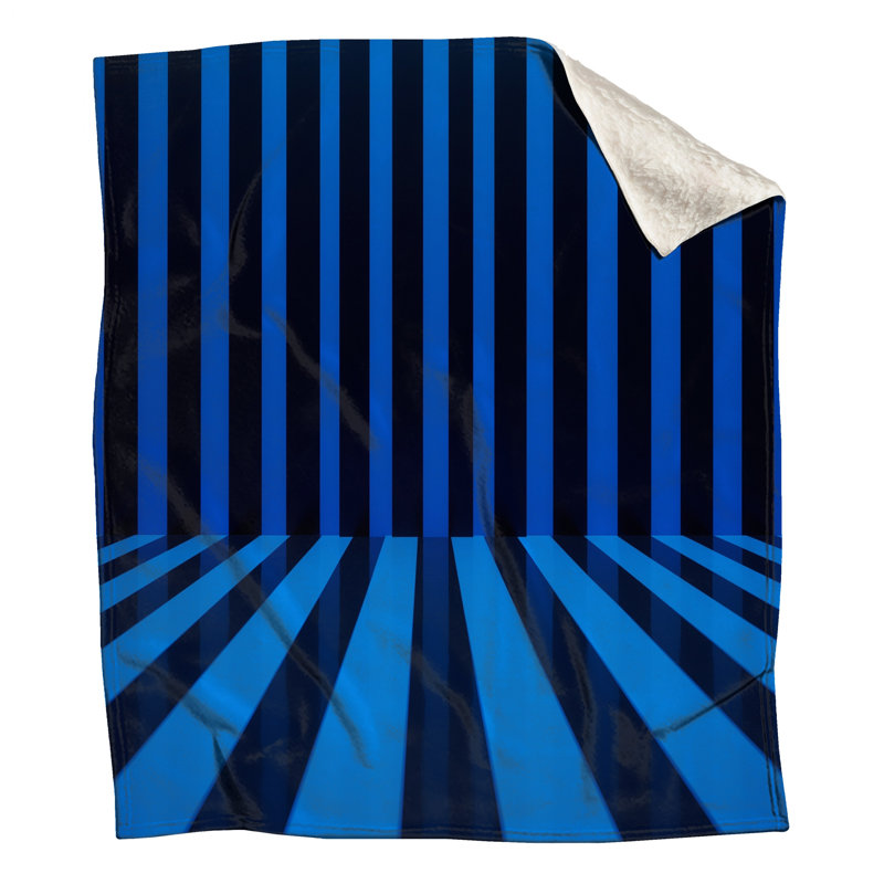 Blue Black Vertical Stripes Blankets, 50in W x 60in H