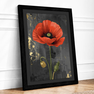 Red Poppy Botanical - Framed Print