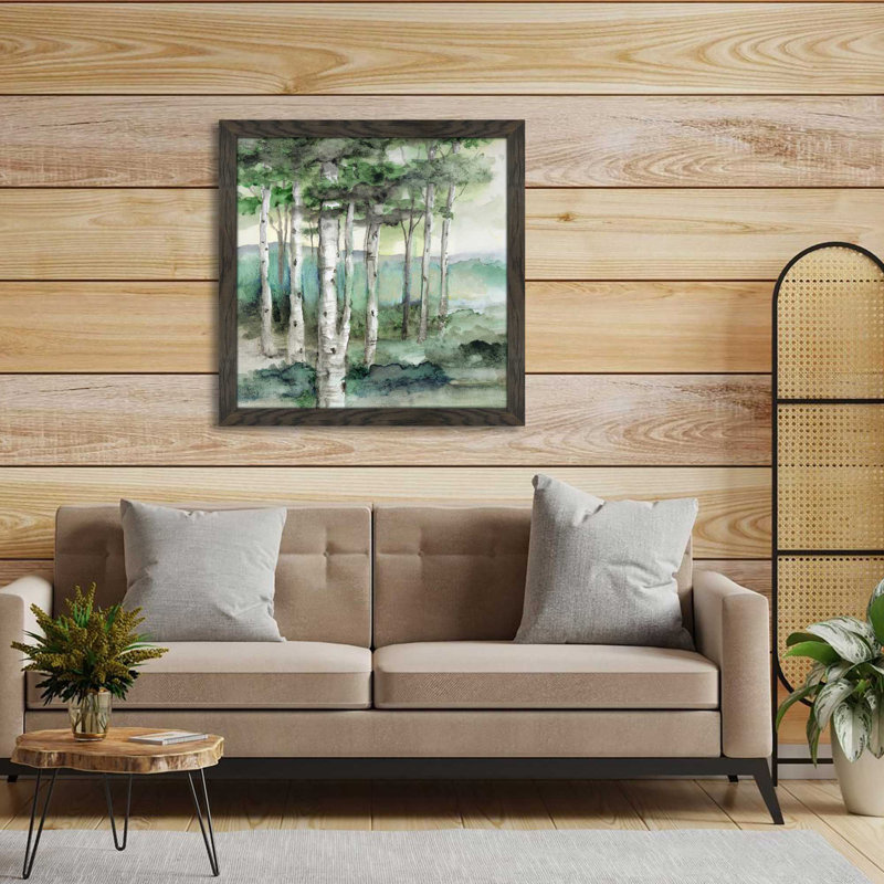 Bear Mountain par Nan - Peinture, L 31,5 po x H 31,5 po, Encadrement brun