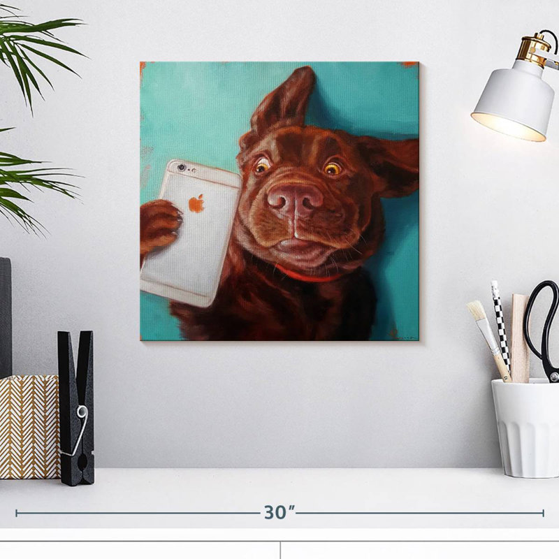 Égoportrait de chien, H 16 po x l 16 po
