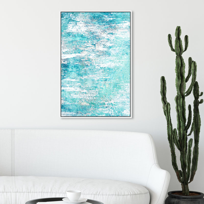 Abstrait toujours avec vous - Peinture, Cadre blanc, H 54 po x l 36 po