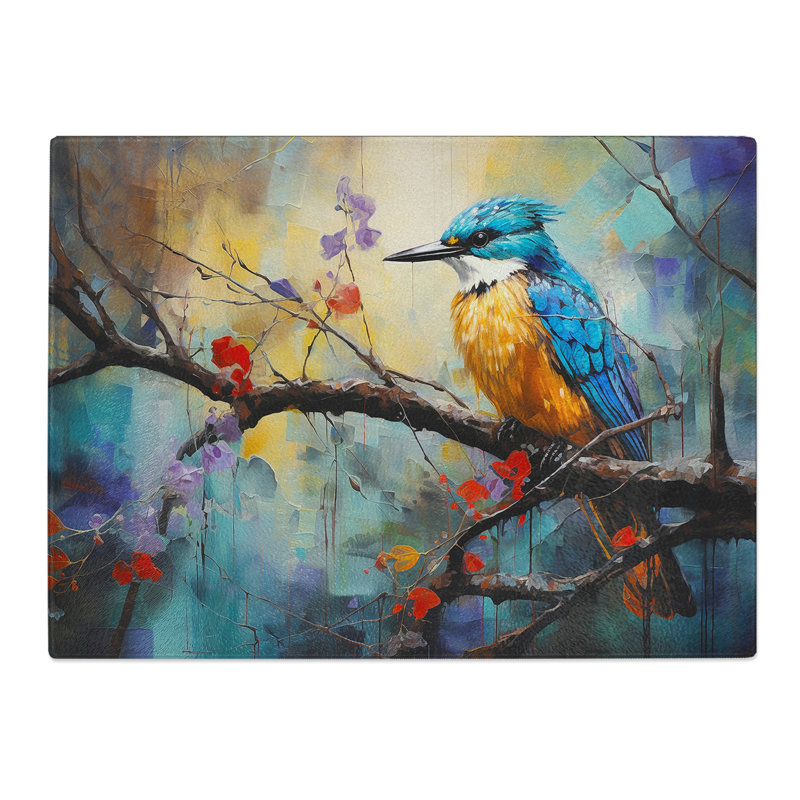 Kingfisher Abstract  Glass Chopping Board