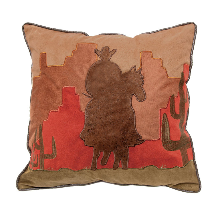 Artima Embroidered Leather/Suede Throw Pillow