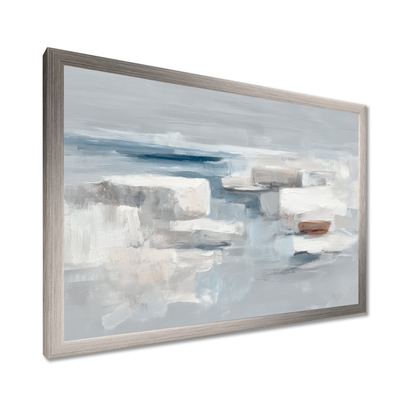 "Gray Minimalisme Simple Shapes", reproduction d'art sur toile encadrée, "Abstract Shapes", H 12 po x l 20 po, Argent argent