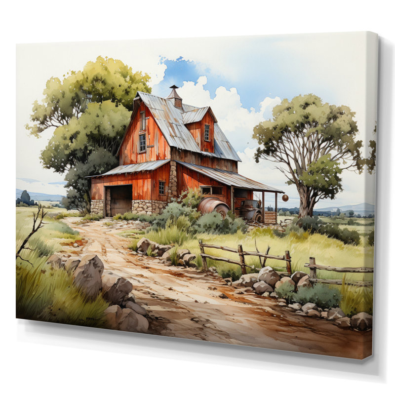 Paysage de ferme II - impression, H 12 po x l 20 po x P 1 po, Toile tendue