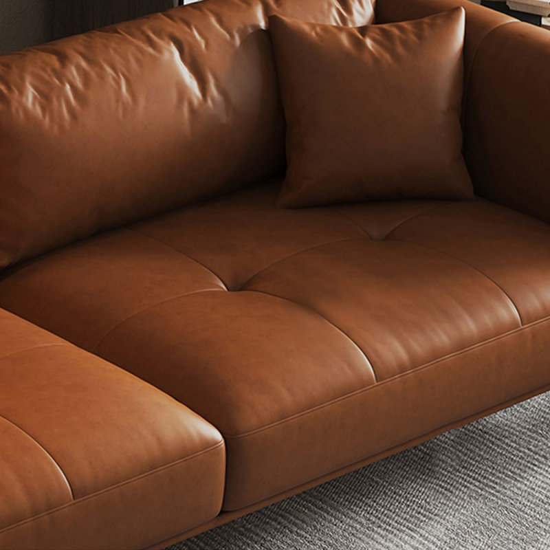 Coussin de canapé de couleur unie en cuir véritable standard, H 31,5 po x l 84,65 po x P 35,43 po