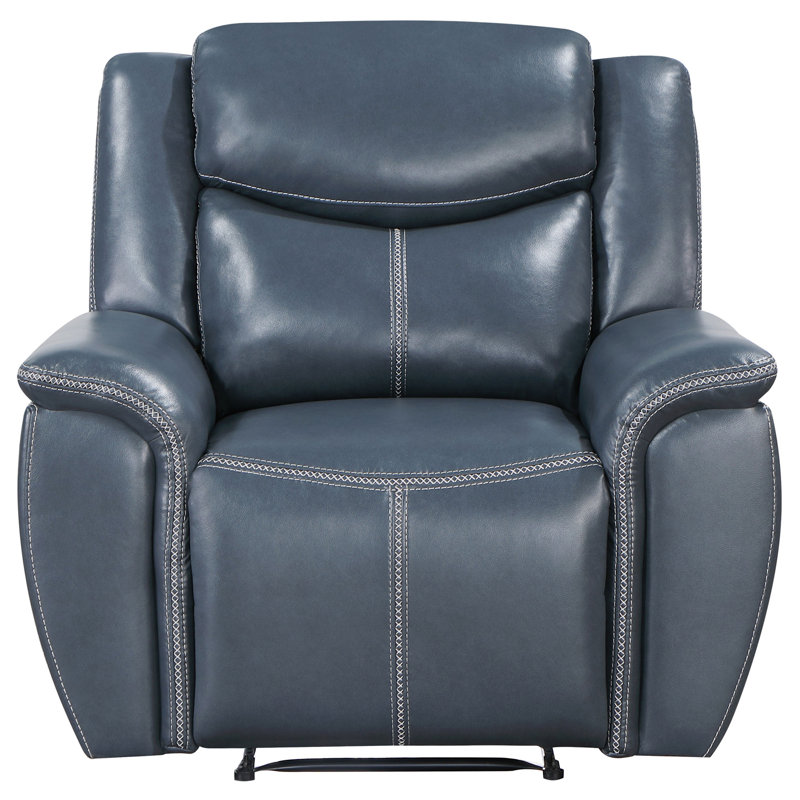 Brier Blue Upholstered Padded Arm Recliner Chair