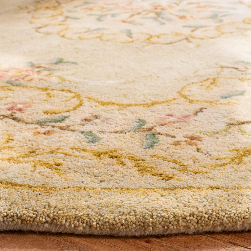 Molter Southwestern Handmade Tufted Wool Beige Rug, Round 4'