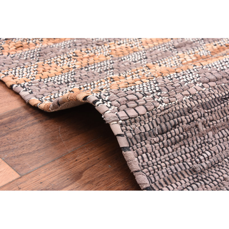 Encarnacion Leather Geometric Indoor Rug, Rectangle 3' x 5'