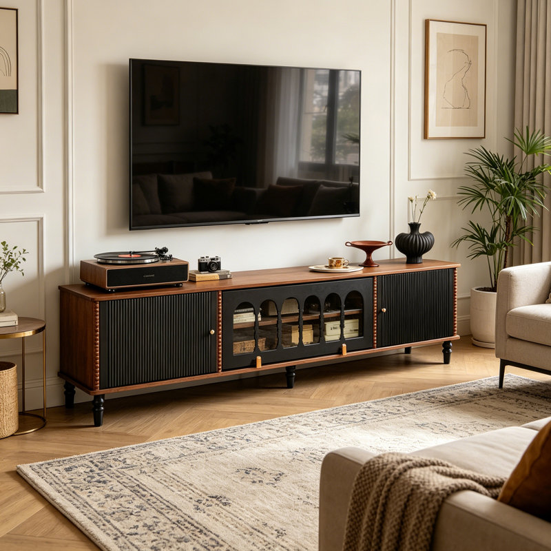 Meuble télé avec rangement Retro, H 22,83 po x L 86,61 po x l 15,74 po