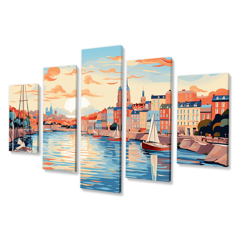 Sydney Harbour, coucher de soleil, côtes II - ensemble d'art mural à multiples panneaux côtiers
