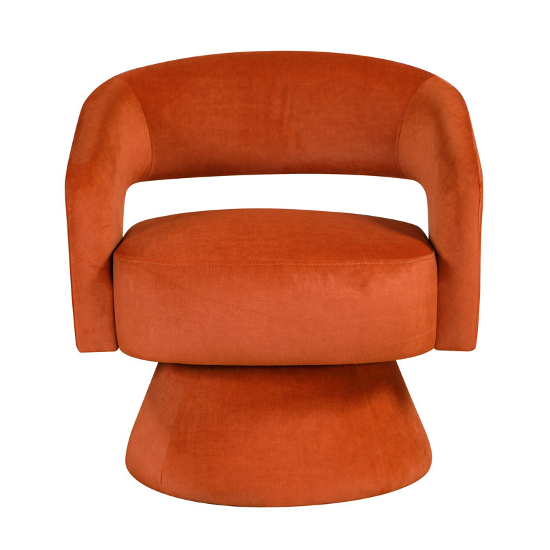 Élégant fauteuil pivotant en velours orange - base en bois massif et contreplaqué rotatif à 360 degrés de l'ameublement moderne dans un siège de 21 po de largeur confortable