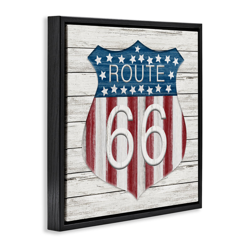  «Rustic Route 66», art mural encadré par Natalie Carpentieri, H 25 po x l 25 po, Cadre flottant noir de jais