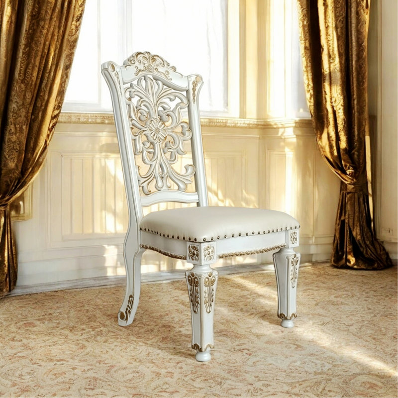 Chaise d'intérieur, ensemble de 2 chaises de salle à manger, chaise d'appoint avec garniture cloutée