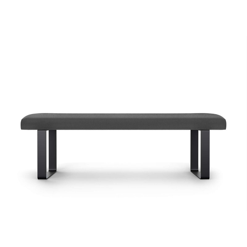 Naquaria Upholstered Bench, Light Grey/Black