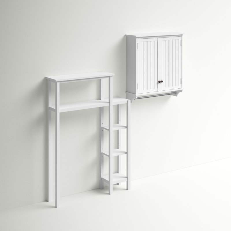 Belz 35" W 49" H Over Toilet Organizer With Side Shelving And Wall Mounted Bathroom Storage Cabinet
