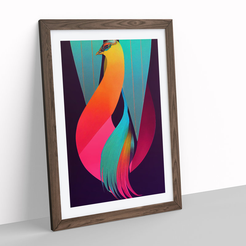 Abstract Bird No.5 - Wall Art, 34cm H x 25cm W x 2cm D, Walnut Framed